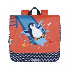 Kleuterrugzak Pinguin blauw met sportzakje